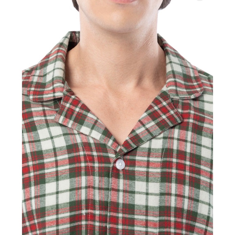 Fruit of the Loom Mens Flannel Pajama Set M Red Green Plaid Sleepwear New - Picture 4 of 8